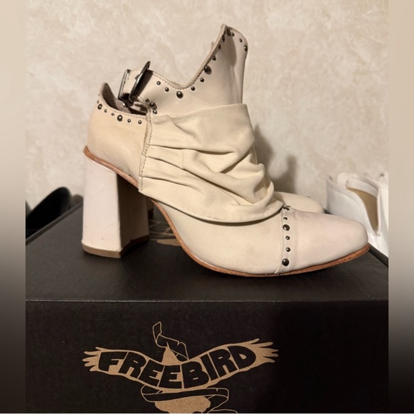 Freebird Ivory Studded Heeled Boots
